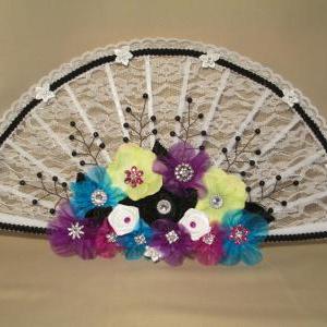 Oak - Bridal Bouquet Fan - White Lace Fan -..