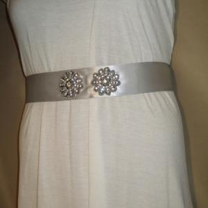 Bridal Sash - Wedding Sash - Gray/silver Ribbon -..
